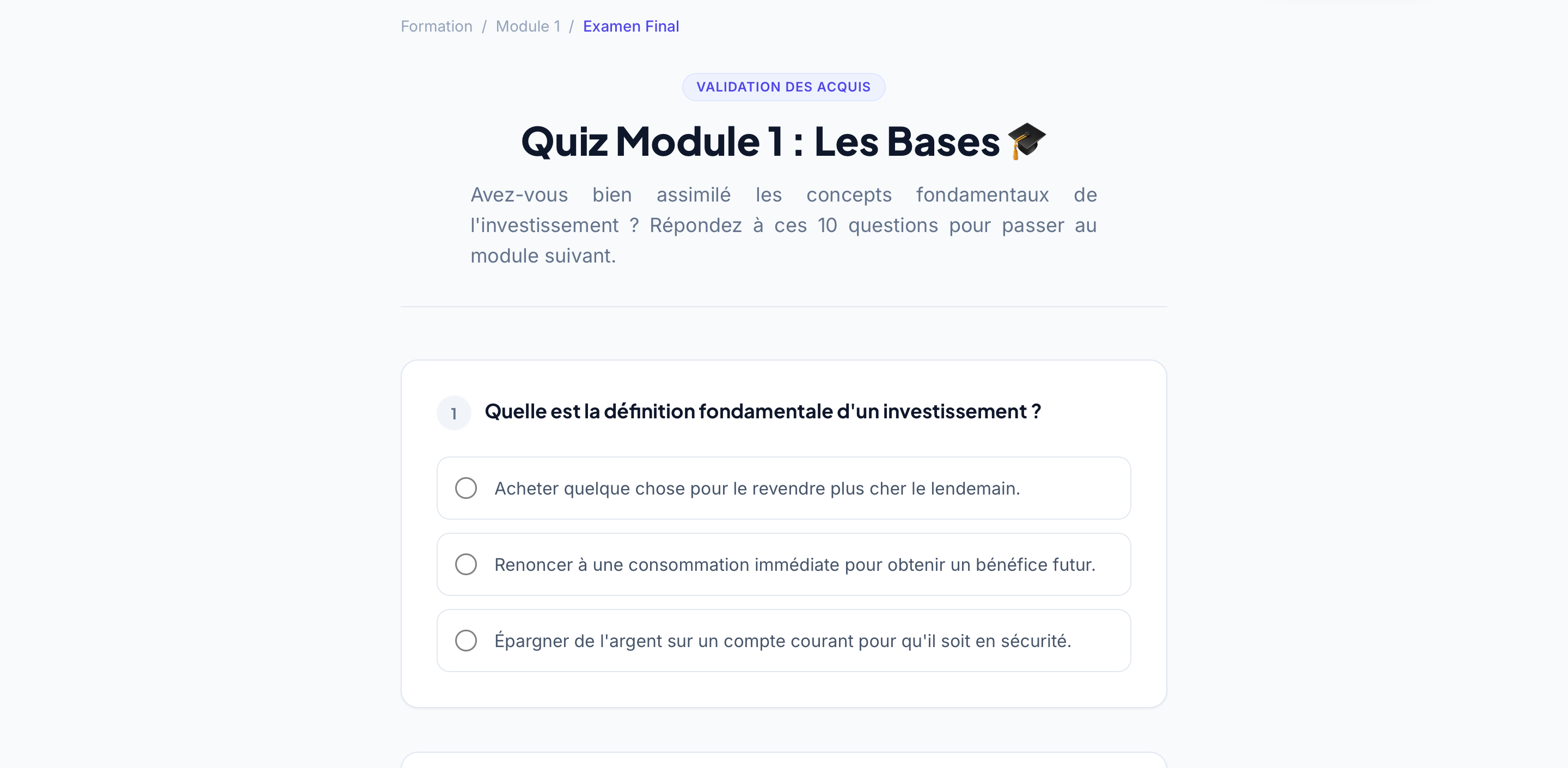Interface du Quiz StocksPickeur