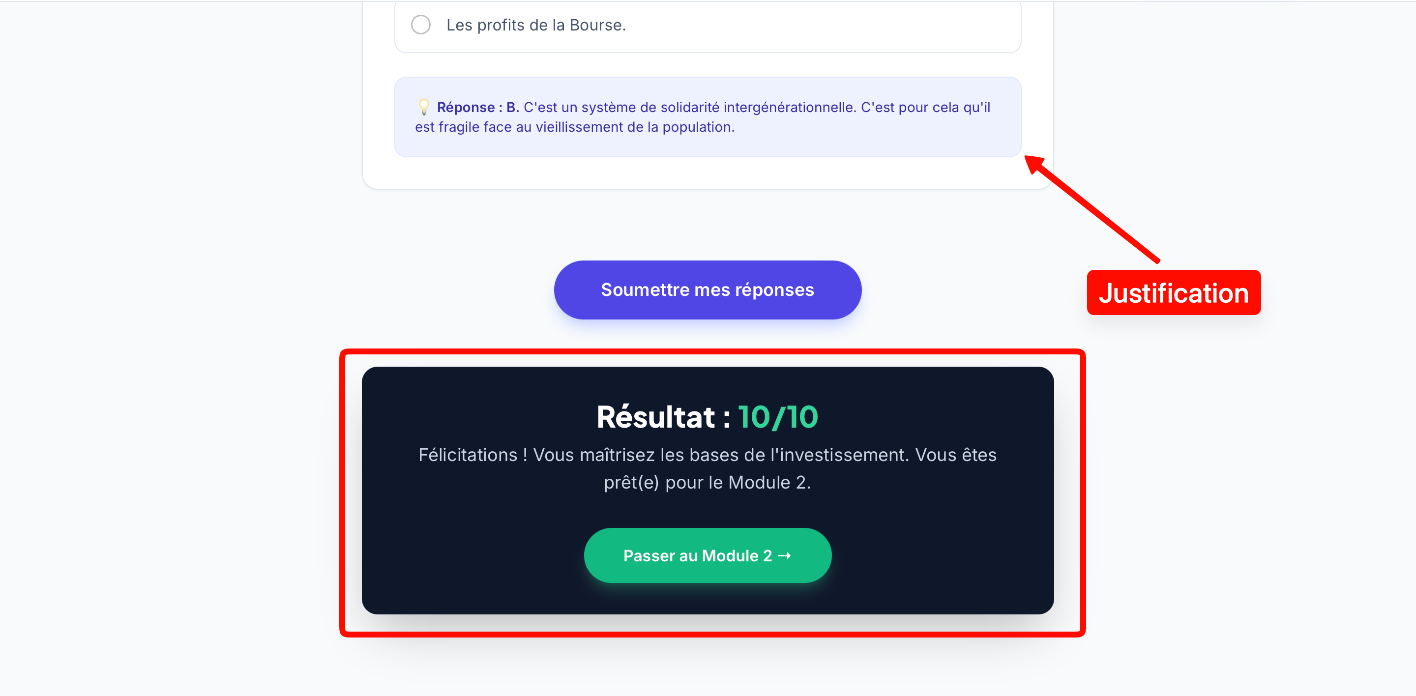 Correction et Justification du Quiz